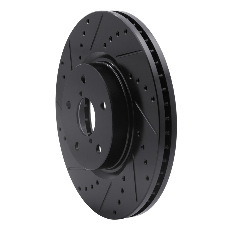 Subaru Tribeca Brake Rotor (1) - Front Left - R1 Concepts - Drilled & Slotted - Black - `06-`21